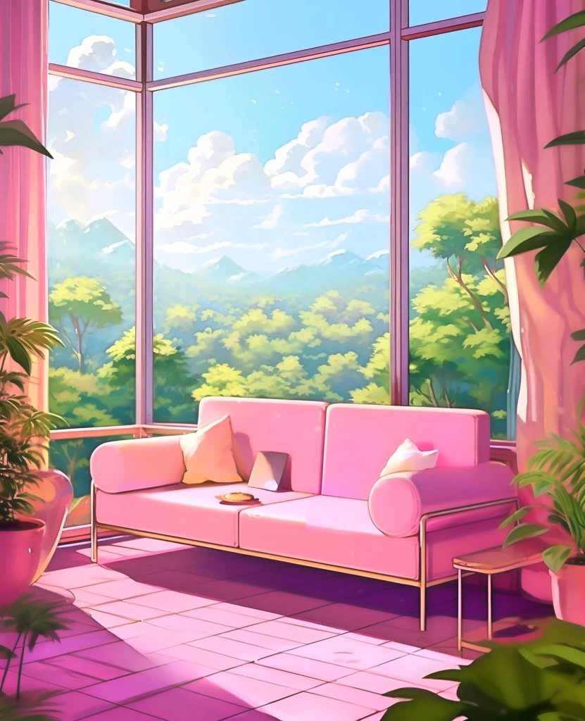 Pink living room AI-generated artwork.