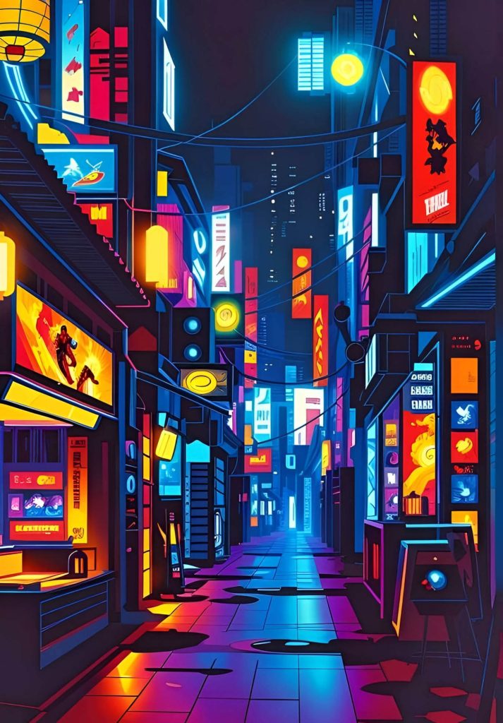 Street in Cyberpunk Style - AI-Generated Artwork