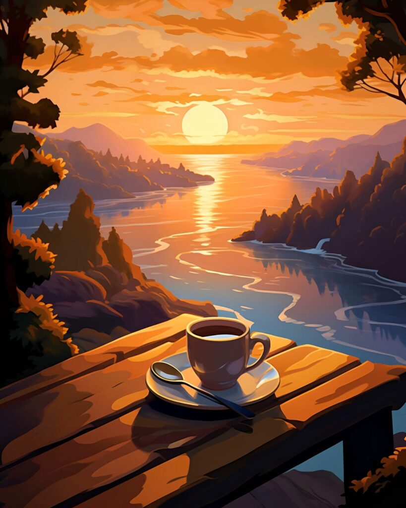 Cup of coffee AI-generated artwork.