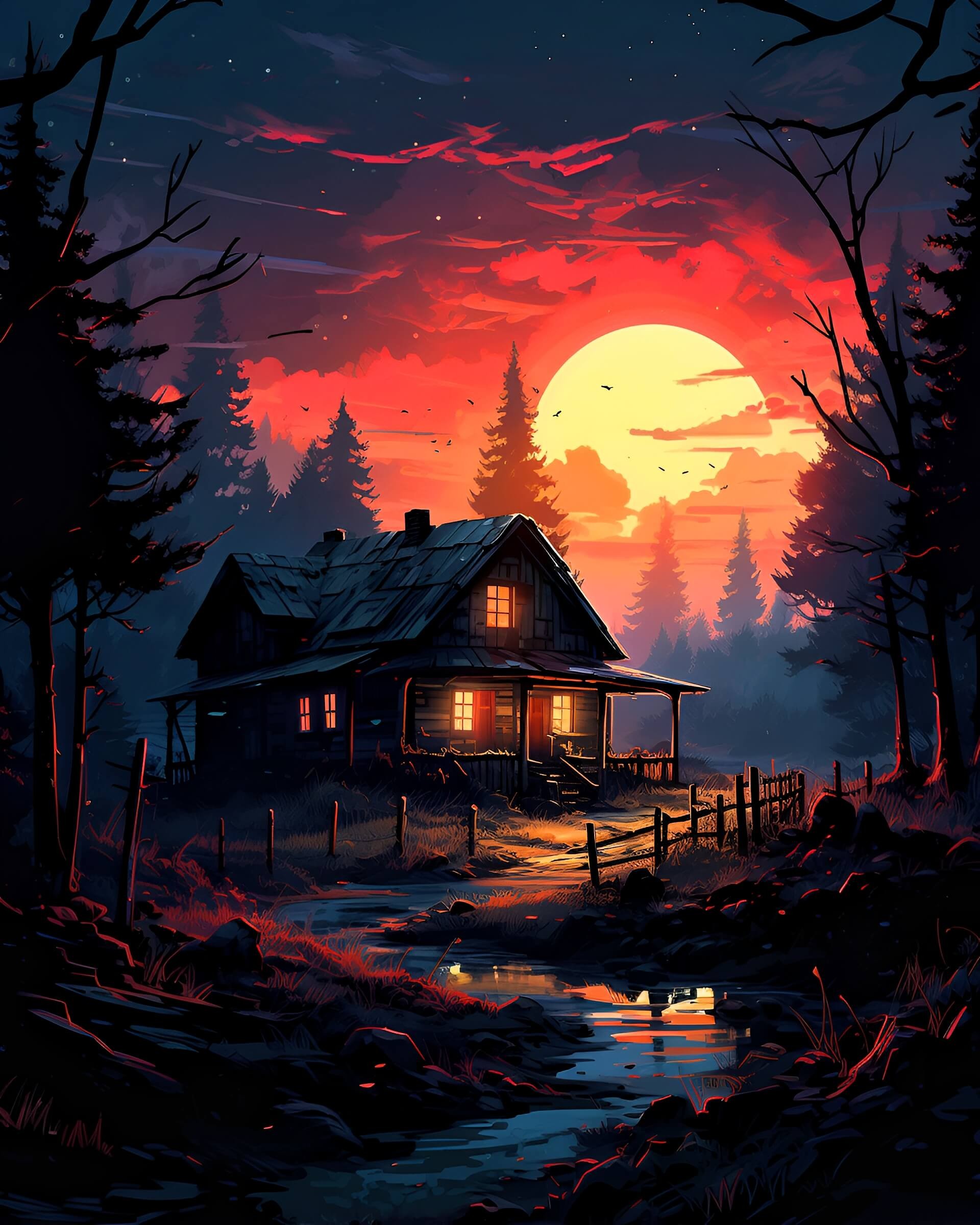 Spooky Cabin in the Woods Artwork