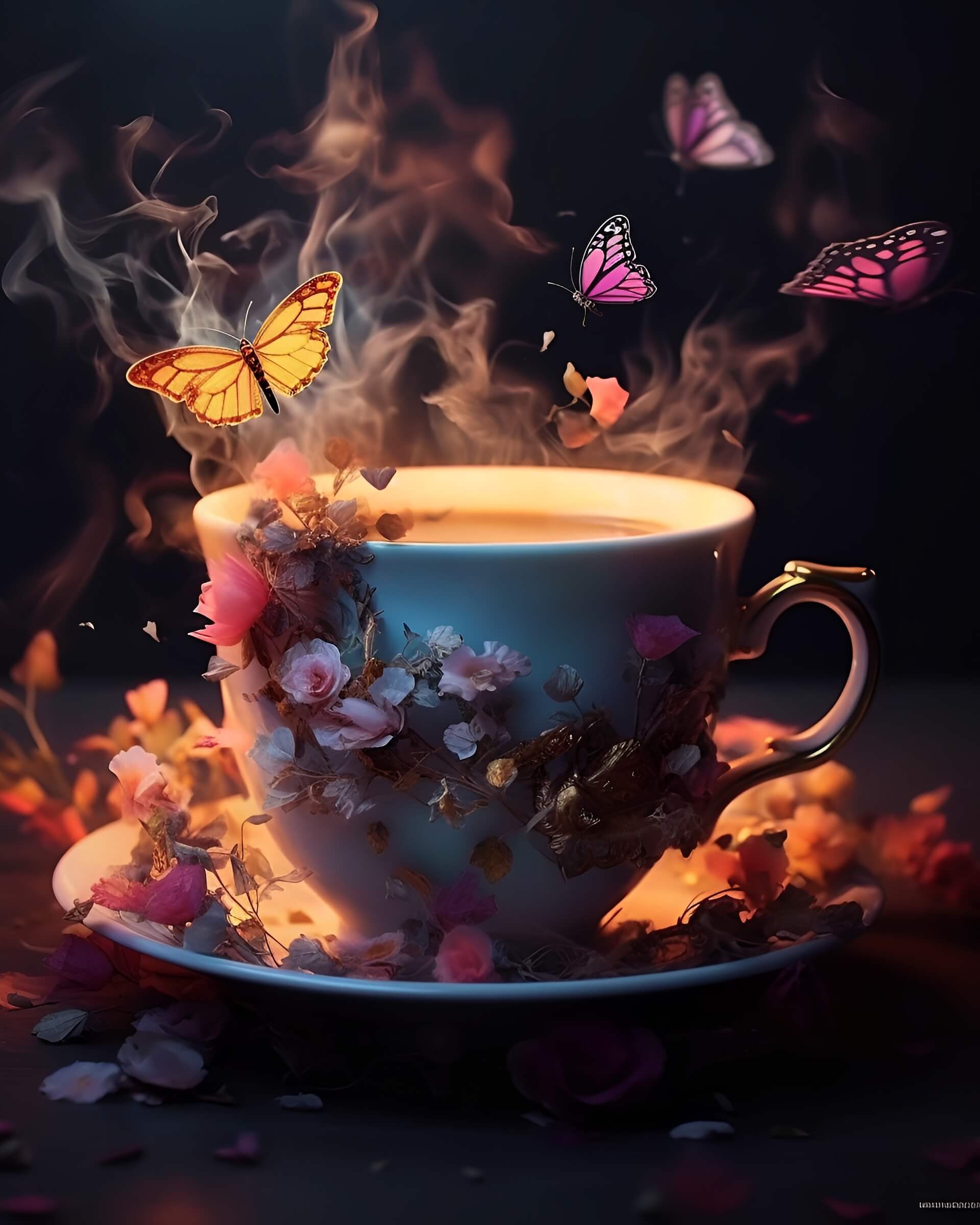 Magical cup of tea AI art.