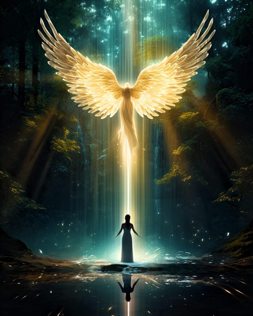 Angel guiding light - AI-generated artwork