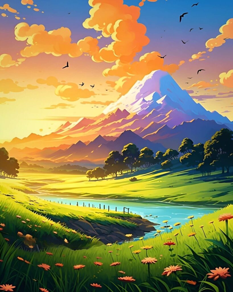 Beautiful mountains in AI art.