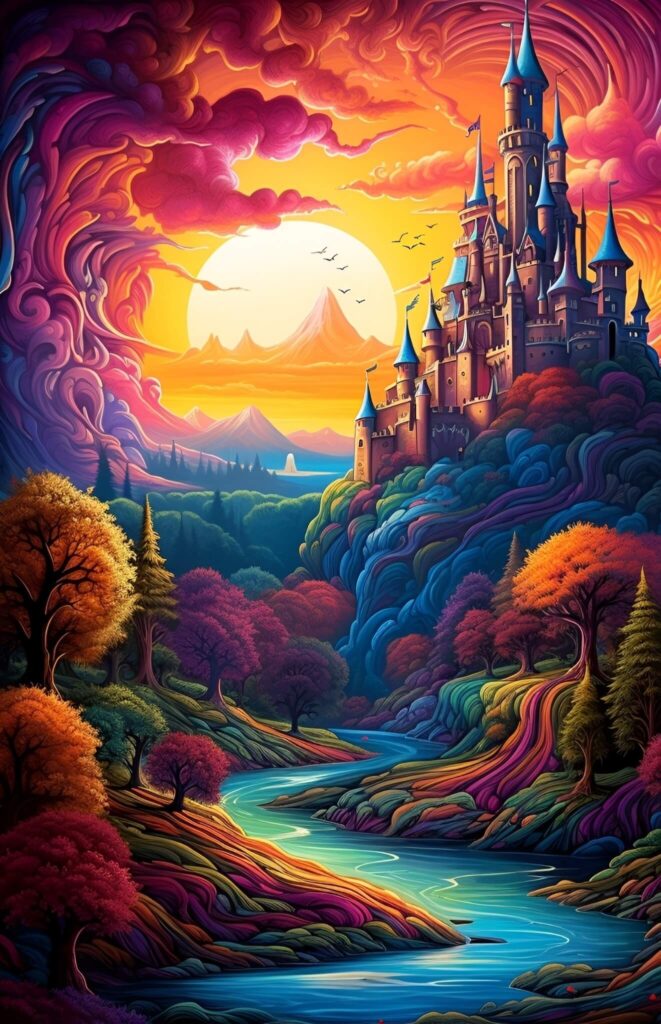 A Psychedelic Trip to Lalaland - AI-Generated Artwork of a Castle