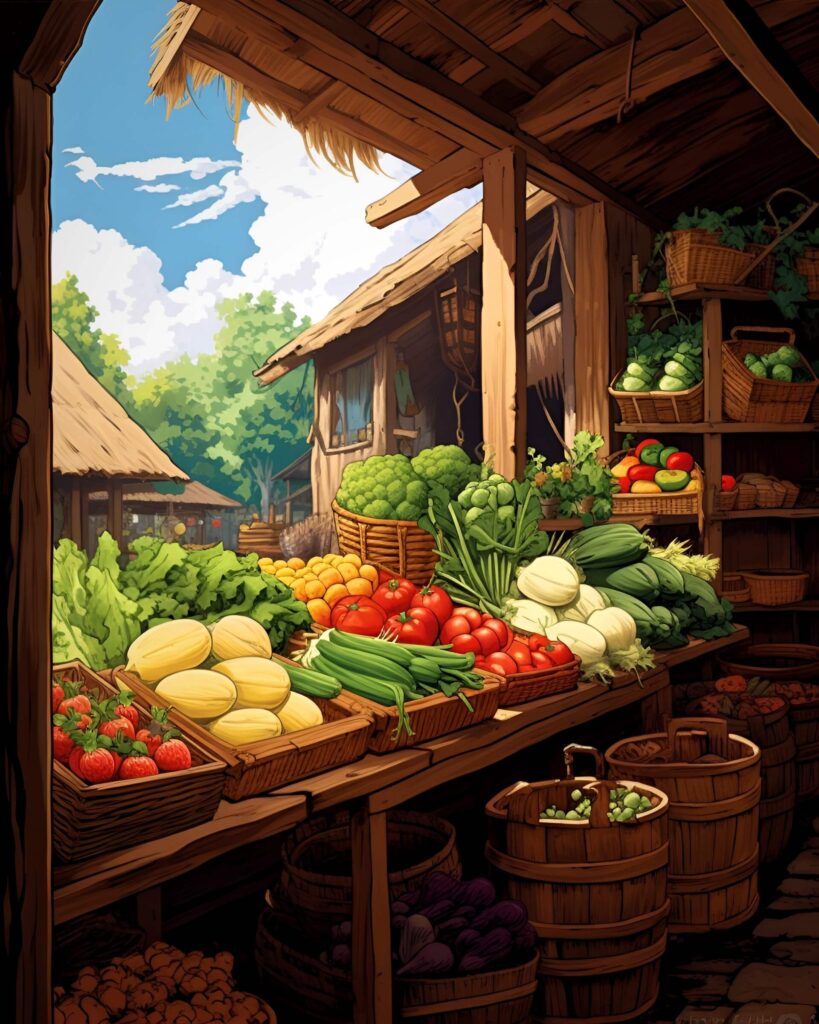 Vegetable Stand AI-Generated Artwork - Simple Organic Living